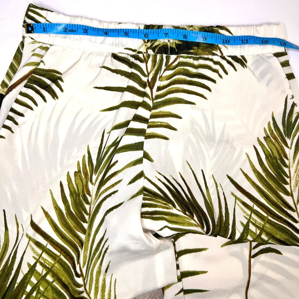 H&M Hawaiian Palm Tree Print Casual Pants - Semi See Thru White & Green Tropical - Picture 10 of 13